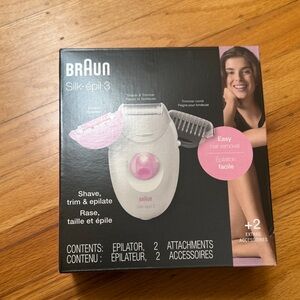NWT Brand New Braun Silk-épil 3 Epilator with Attachments